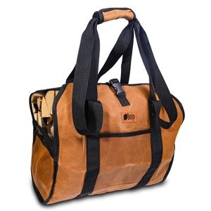 Benign Large capacity waxed canvas firewood log carrier w handles H2O resistan